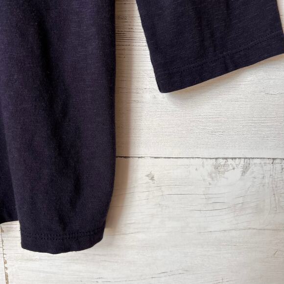 Talbots Top Womens Size MP Navy Split-Neck Embroidered Tunic Floral Detail - Picture 5 of 16